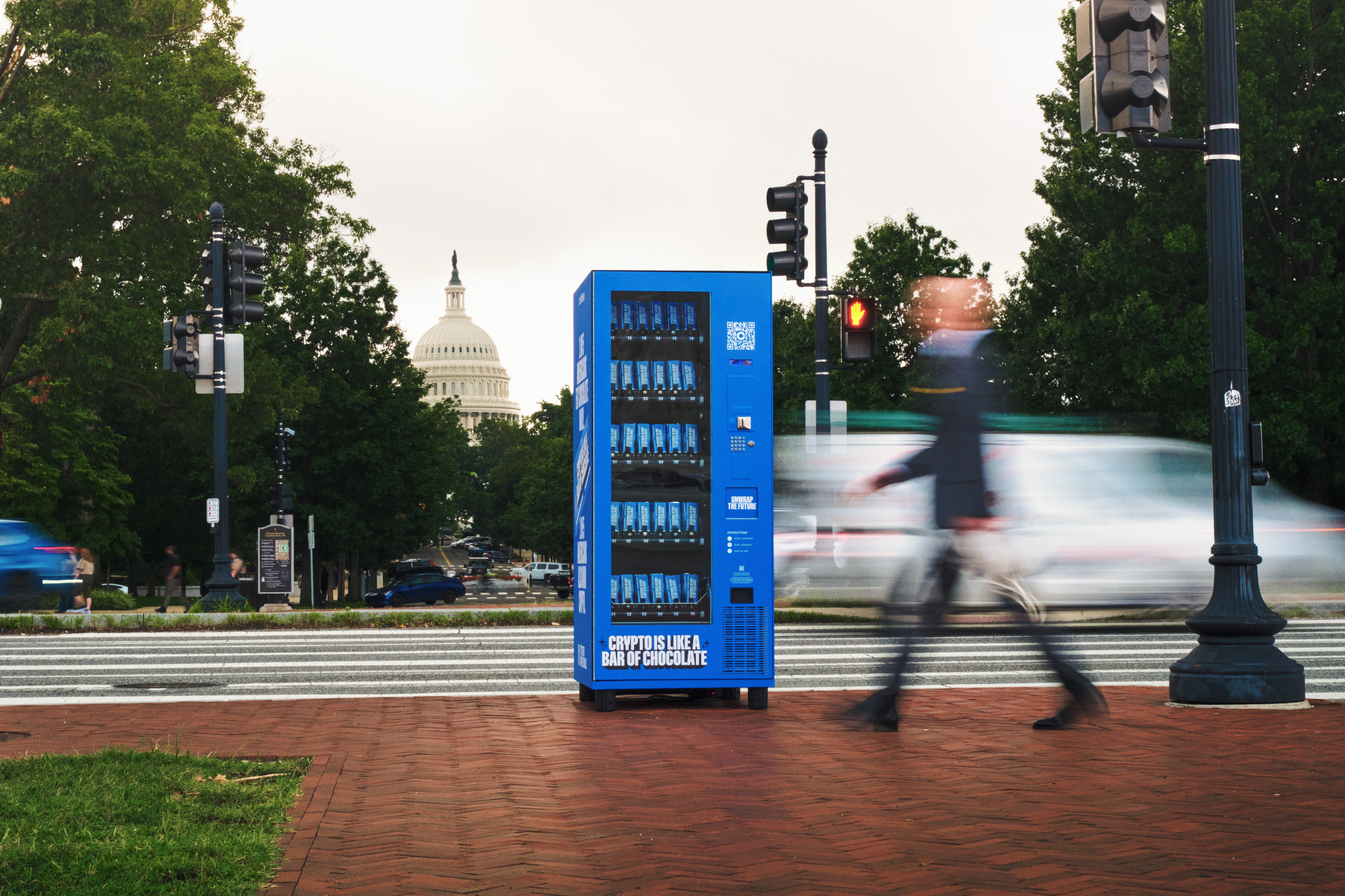 Coinbase Crypto Chocolate vending machine outside US Capitol
