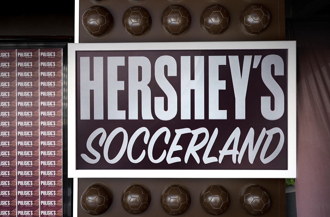 Hershey's Soccerland sign close-up
